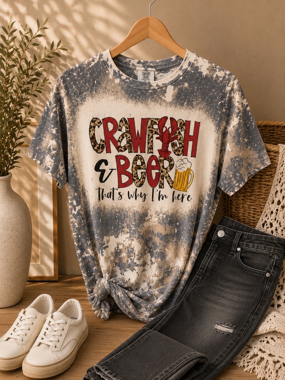 Crawfish & Beer Tie-Dye Graphic Tee - Size small